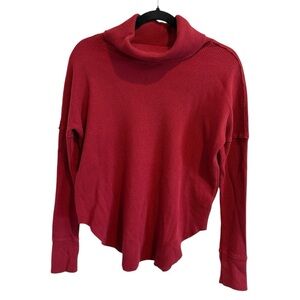 TNA Waffle Knit Thermal Shirt Long Sleeve Red Top Size XS